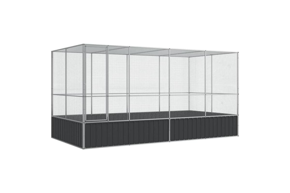 Vidaxl Aviary With Extension Silver 418x207x212 Cm Steel
