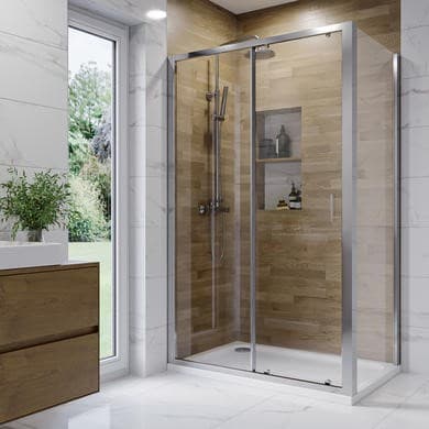 1000x700mm Chrome 6mm Glass Rectangular Sliding Shower Enclosure - Carina