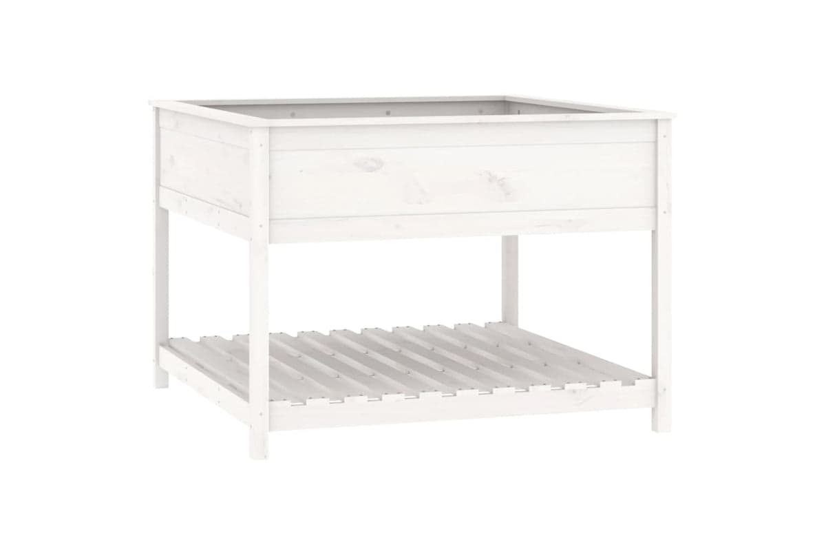 vidaXL 823802 Planter With Shelf White 111.5x111.5x81cm Solid Wood Pine