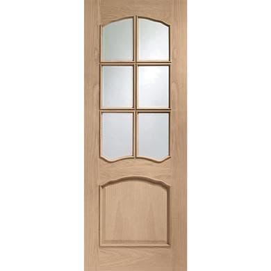 Internal Oak Half-Glazed Door with Clear Bevelled Glass - Unfinished - Riviera - XL Joinery