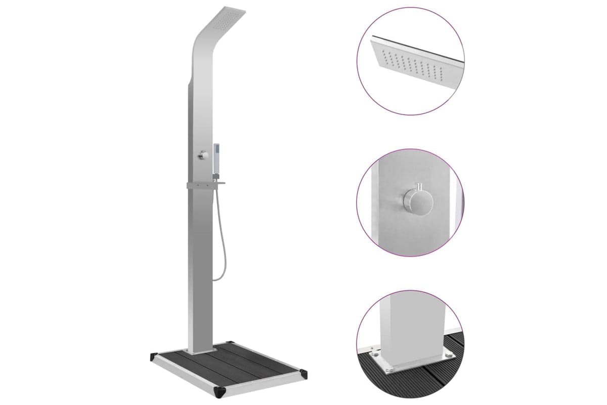 Vidaxl 3051288 Outdoor Shower With Tray Wpc Stainless Steel
