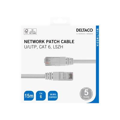 Deltaco Cat 6 Network Cable - 15m | TP615VR
