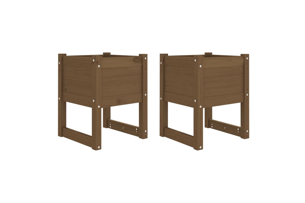 vidaXL 822114 Planters 2 Pcs Honey Brown 40x40x52.5cm Solid Wood Pine