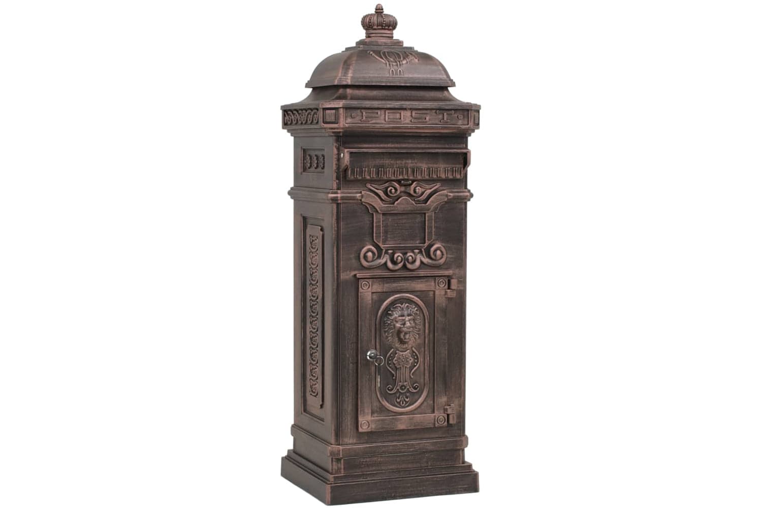 Vidaxl 43892 Pillar Letterbox Aluminium Vintage Style Rustproof Bronze