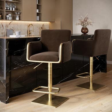 Sonny Brown Velvet Adjustable Swivel Bar Stool