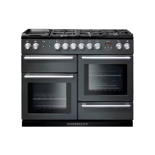 Rangemaster Nexus 110cm Dual Fuel Range Cooker - Slate & Chrome | NEX110DFFSL/C