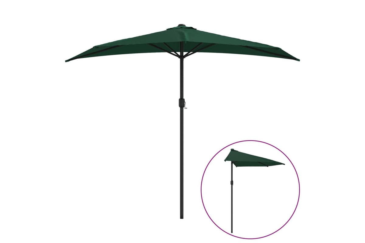vidaXL 44588 Balcony Parasol With Aluminium Pole Green 270x144cm Half