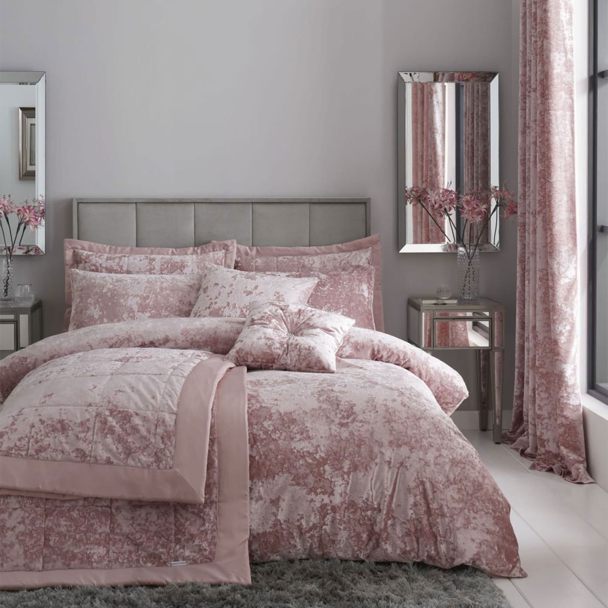 Crushed Velvet Coordinated Bedding Blush