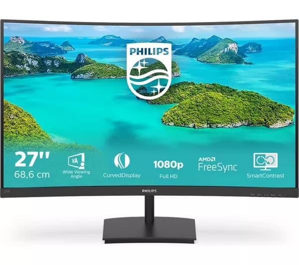 PHILIPS 271E1SCA Full HD 27" Curved VA Monitor - Black