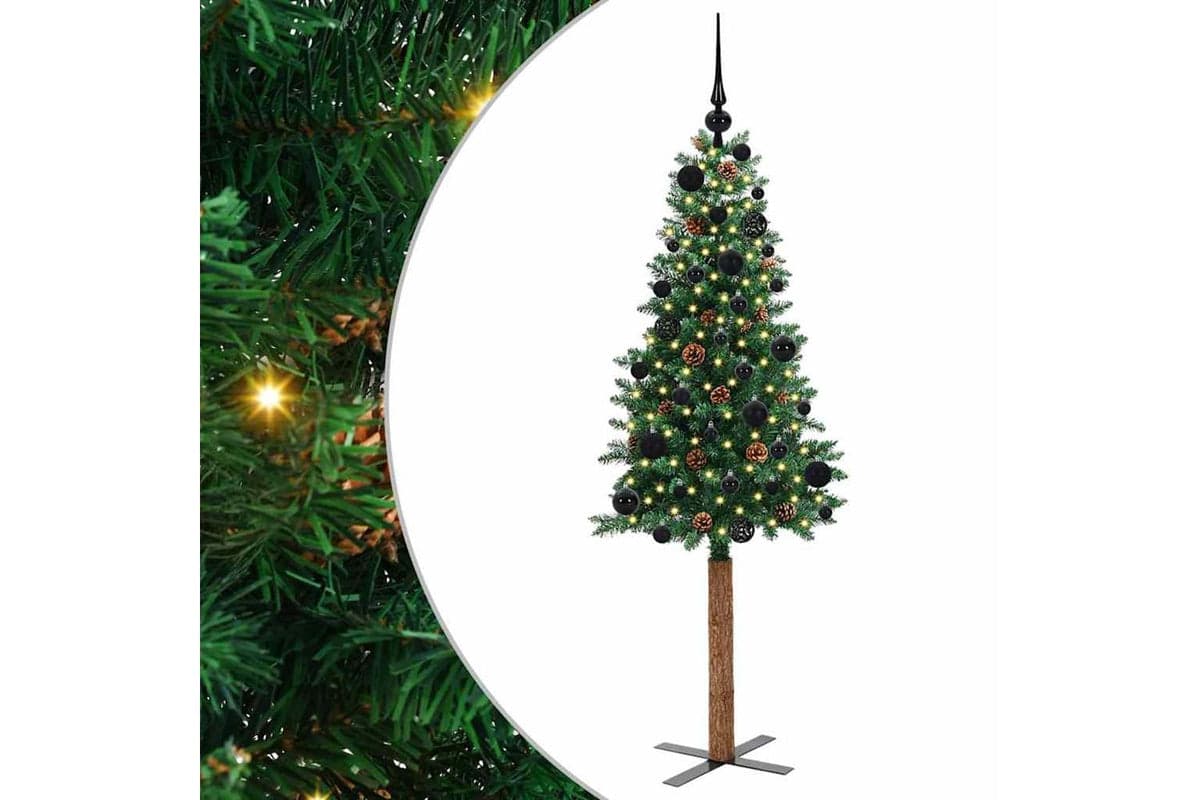 Vidaxl Slim Christmas Tree Green 150 Cm Pvc And Solid Pine Wood
