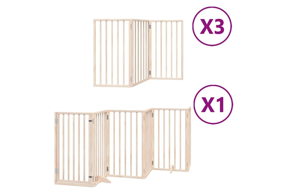 Vidaxl Dog Gate With Door Foldable 15 Panels 750 Cm Poplar Wood