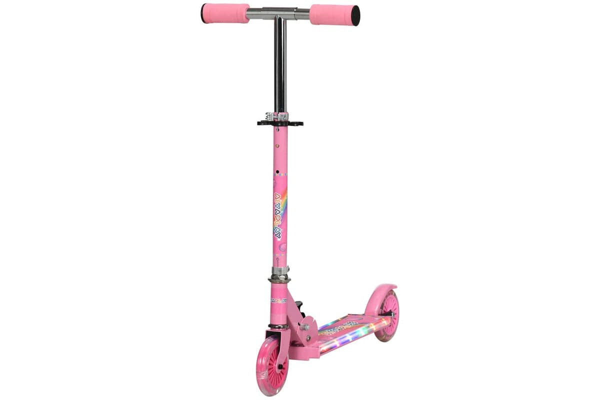 Homcom 371-047V00PK Kids Adjustable Scooter with Lights & Music | Pink