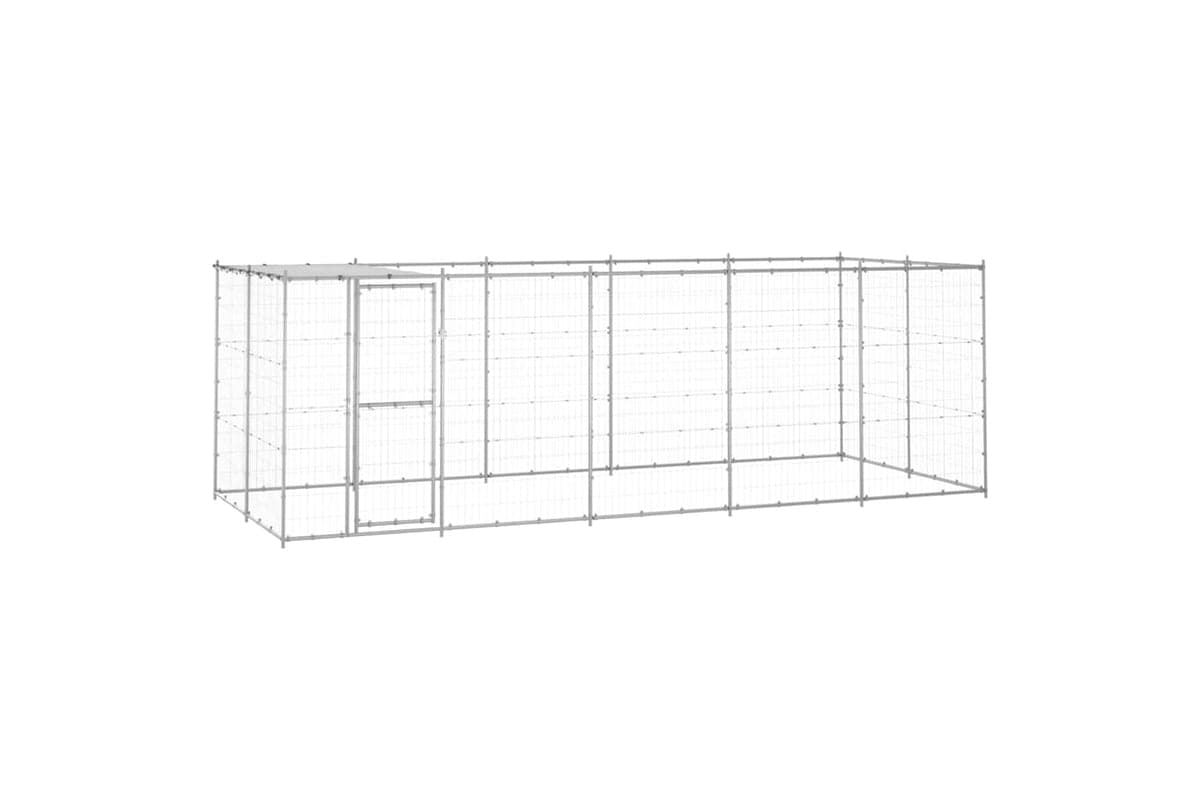 Vidaxl 3082304 Outdoor Dog Kennel Galvanised Steel With Roof 12.1 M2