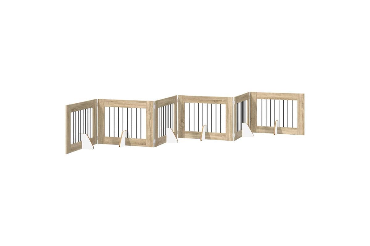 Vidaxl Foldable Dog Gate With Stands 6 Pcs Sonoma Oak 482 Cm