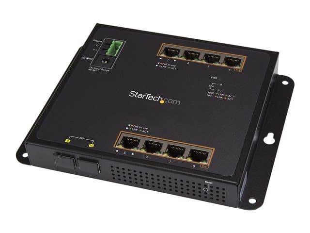 STARTECH.COM - Startech Industrial 8 Port Gigabit PoE+ Switch with 2 SFP MSA Slots, 30W, Layer/L2 Switch Hardened GbE Managed, Rugged High Power Gigabit Ethernet Network Switch IP-30/-40 C to 75 C - Managed Network Switch (IES101GP2SFW) - Switch - Managed - 8 x 10/100/1