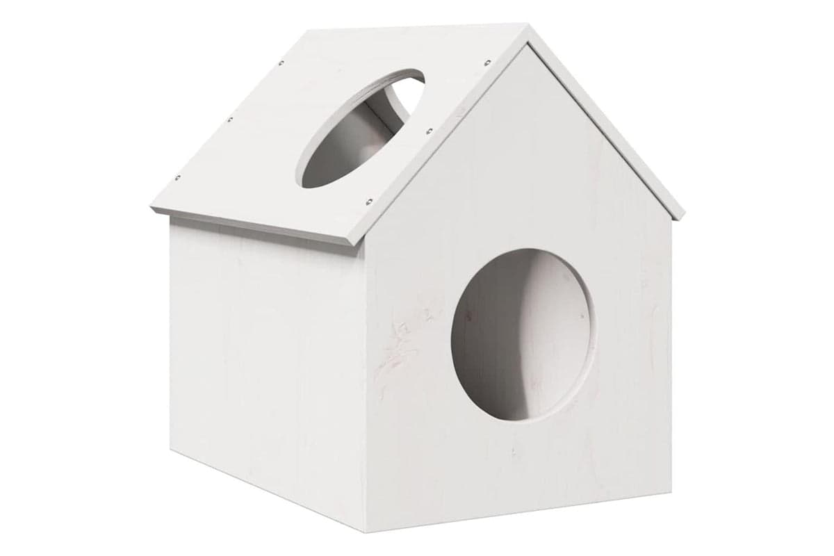 Cat House White 41x50x50 Cm Solid Wood Pine