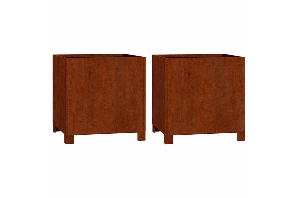 vidaXL 823681 Planters With Legs 2 Pcs Rusty 42x40x43cm Corten Steel