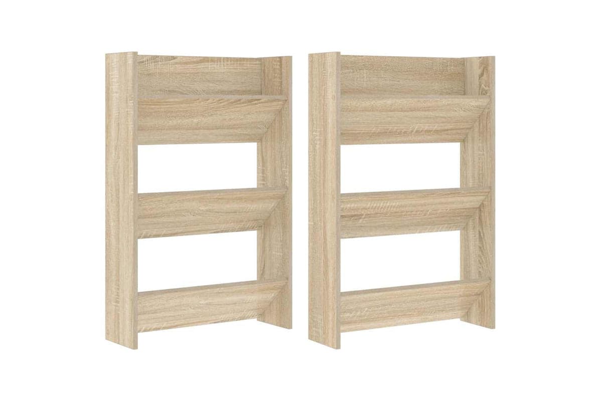 vidaXL 806766 Wall Shoe Cabinets 2 Pcs Sonoma Oak 60x18x90cm Engineered Wood
