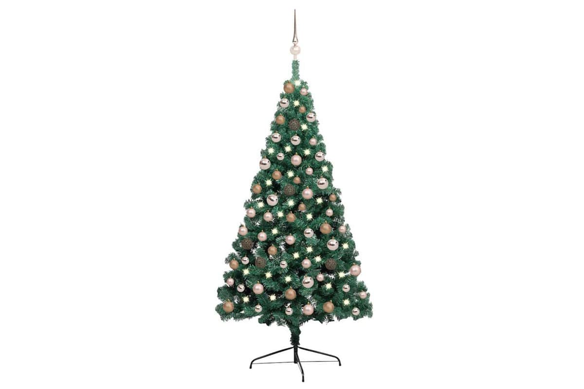 Vidaxl Artificial Half Pre-lit Christmas Tree Ball Set Green 150 Cm