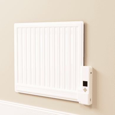 electriQ 600W Slim Wall Mounted Oil Filled Radiator H550xW720mm  Weekly Timer - White