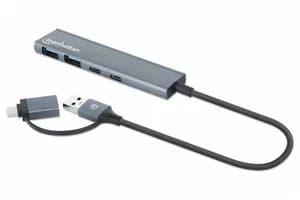 Manhattan 4-Port USB 3.0 Type-C / Type-A 2x2 Combo Hub | Space Grey