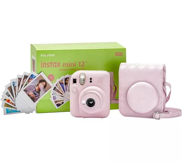 INSTAX Mini 12 Instant Camera Bundle - Blossom Pink