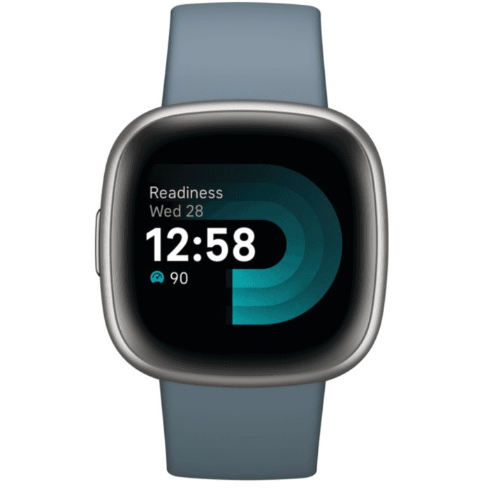 Fitbit Versa 4 79FB523SRAG, Health & Fitness Smartwatch, Waterfall Blue/Platinum
