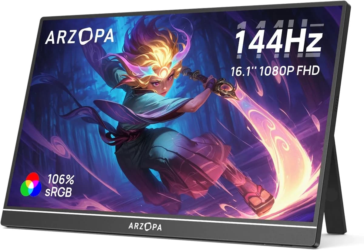 ARZOPA Z1FC 16.1" 144Hz Portable Gaming Monitor with Kickstand | Z1FC