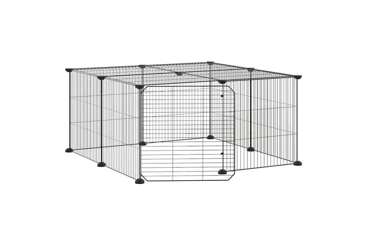 vidaXL 3114054 12-panel Pet Cage With Door Black 35x35cm Steel