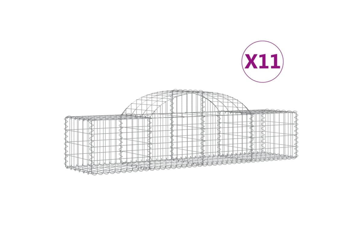 vidaXL 3146266 Arched Gabion Baskets 11 Pcs 200x50x40/60cm Galvanised Iron