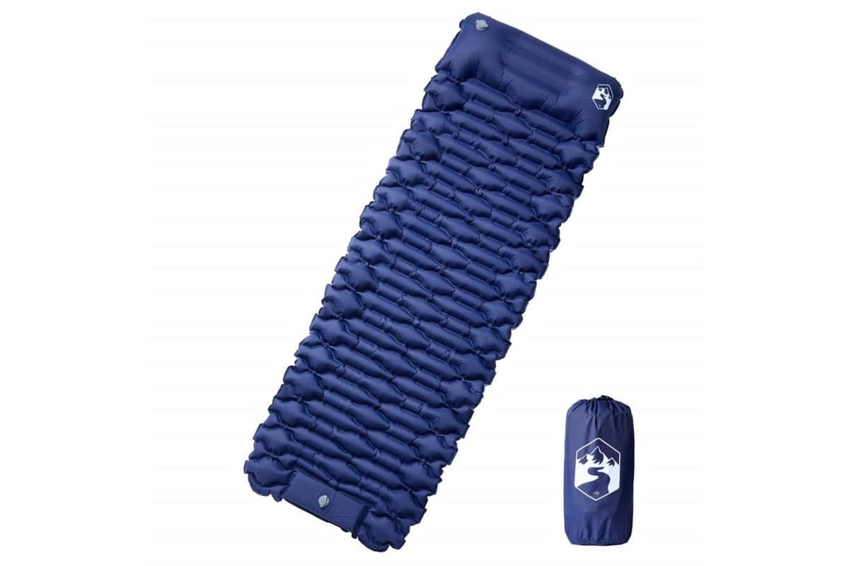 Vidaxl Self Inflating Camping Mattress With Pillow 1-person Navy Blue