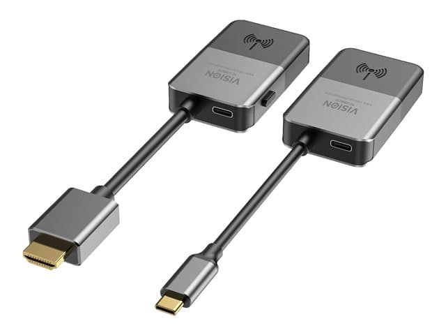 VISION - to HDMI Wireless Presentation Display Set - transmitter plugs into USB-C port on laptop - sends HDMI wirelessly up to 10 m - receiver plugs into HDMI port on display - resolution up to 4k at 30 Hz - optimised for signage and presentation application