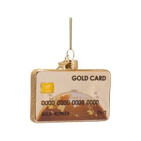 Gold Credit Card Glass Tree Decoration 7cm