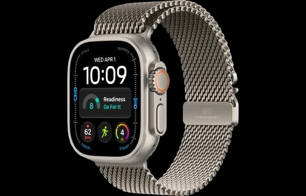 Apple Watch Ultra 4 GPS + Cellular 49MM Natural Titanium Case with Natural Titanium Milanese Loop - M | MJA94DH/A