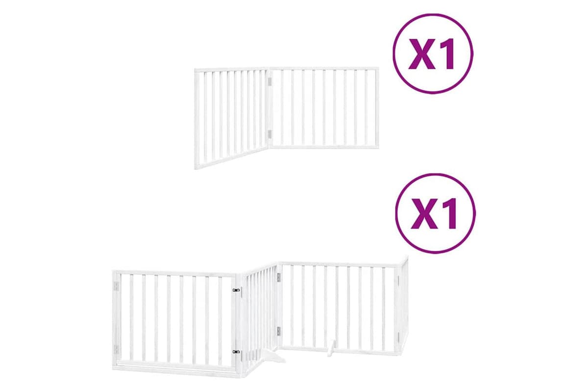 Vidaxl Dog Gate With Door Foldable 6 Panels White 480 Cm Poplar Wood