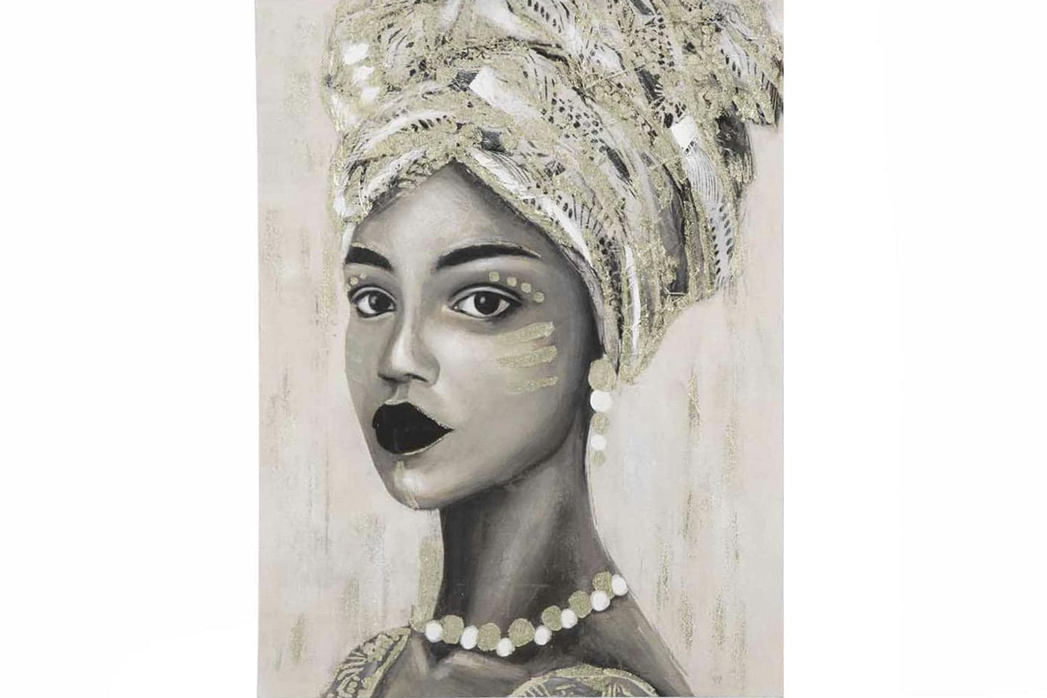 Homcom | Wall Painting of Woman | Gold/Grey | 80 x 100 cm