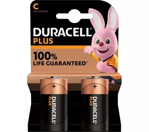 DURACELL Plus C Alkaline Batteries - Pack of 2