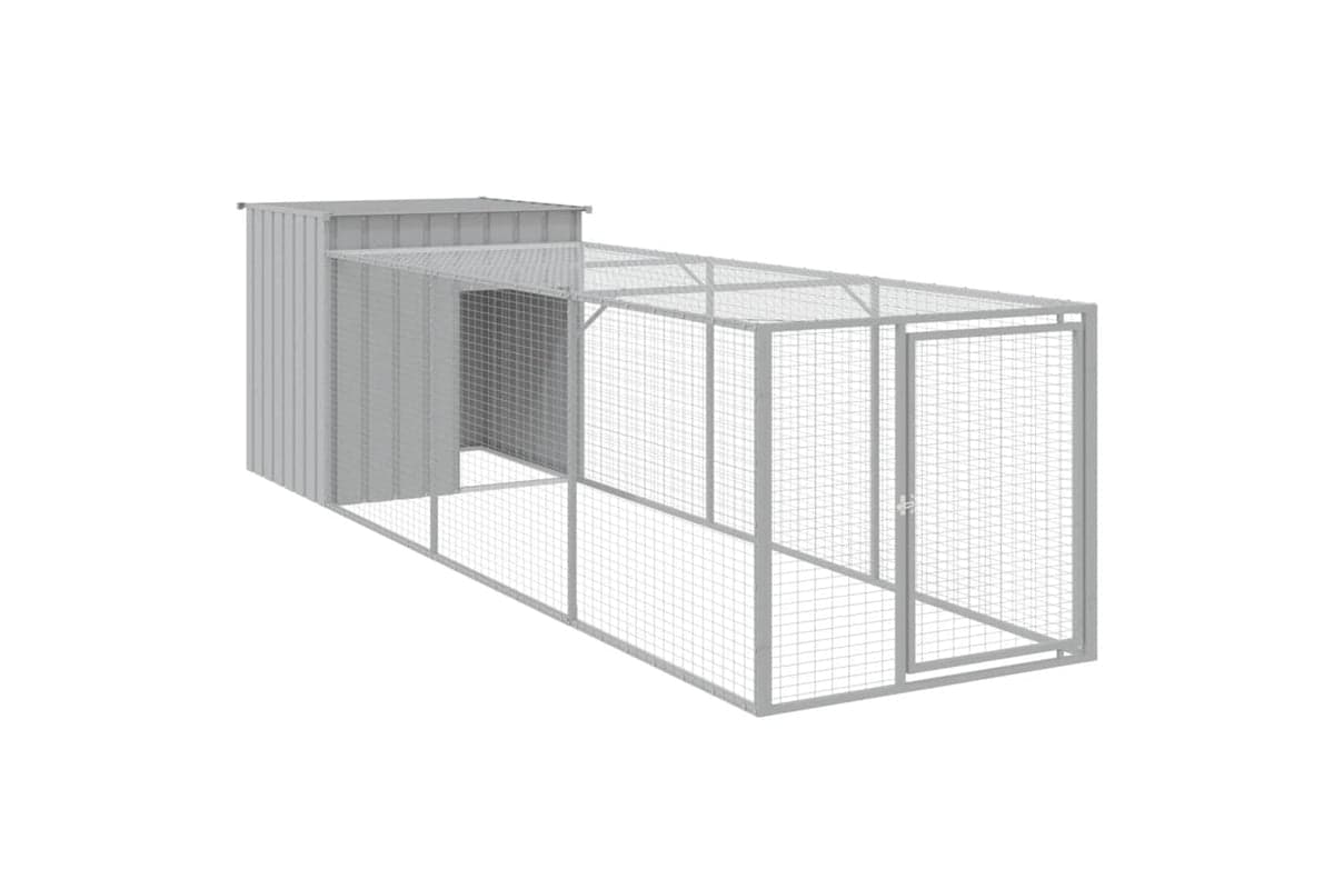 vidaXL 3189094 Chicken Cage With Run Light Grey 110x405x110cm Galvanised Steel