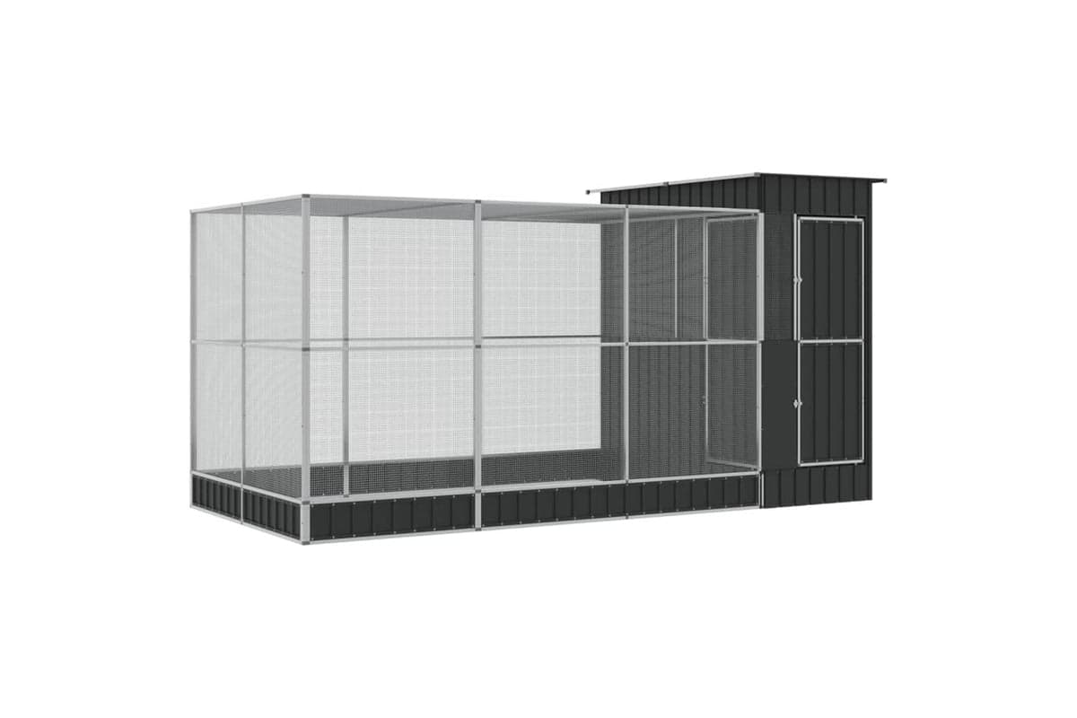Aviary With Extension Silver 416x203x216 Cm Steel