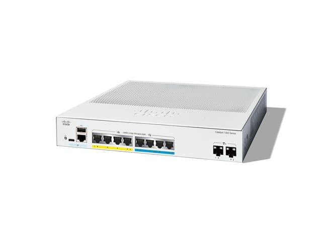 CISCO - Catalyst 1300-8MGP-2X - Switch - L3 - Managed - 4 x Gigabit Ethernet + 4 x 100/1000/2.5G + 2 x 10 Gigabit SFP+ - rack-mountable - PoE+ (120 W)