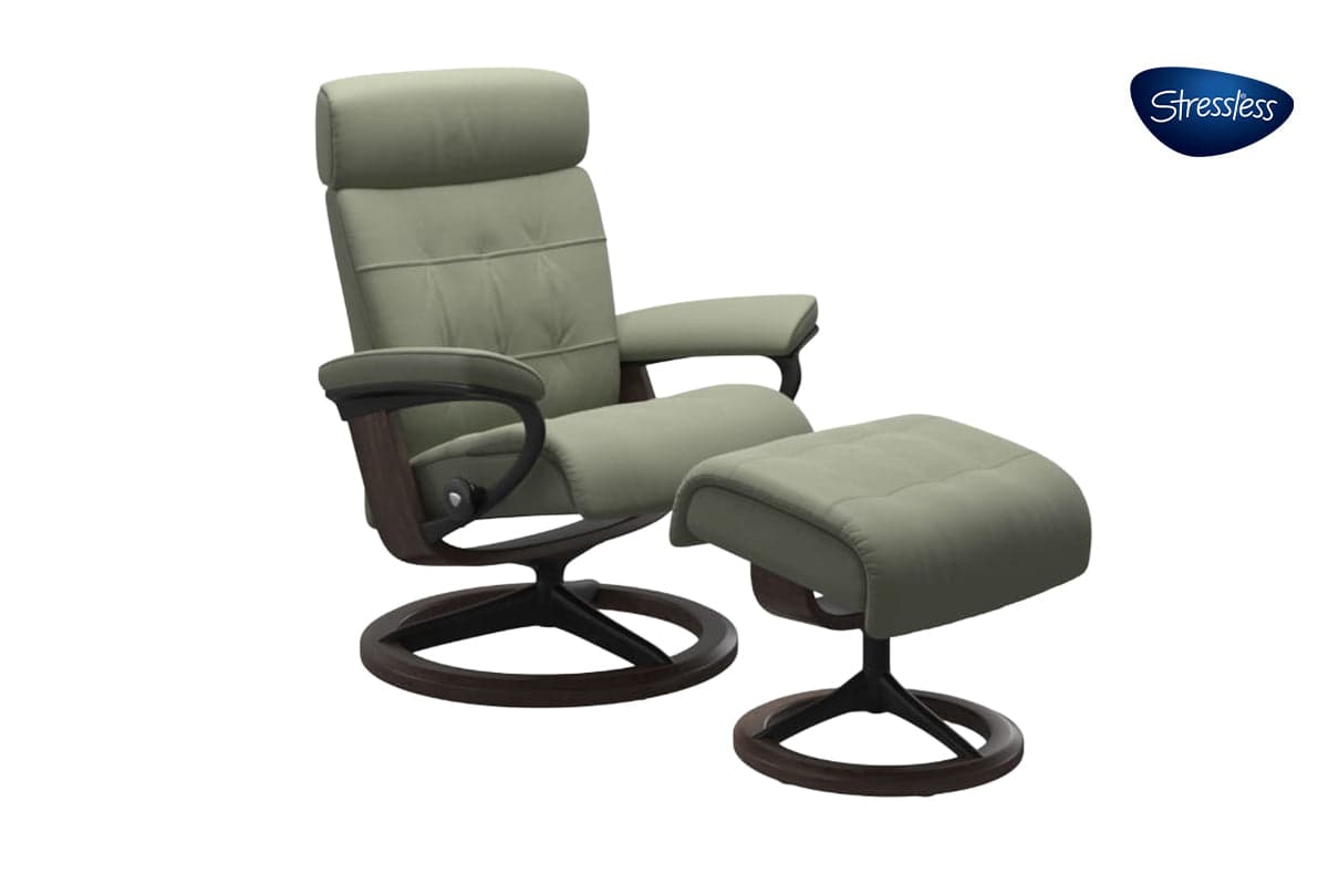 Stressless Erik Recliner Signature Base with Footstool | Leather | Green