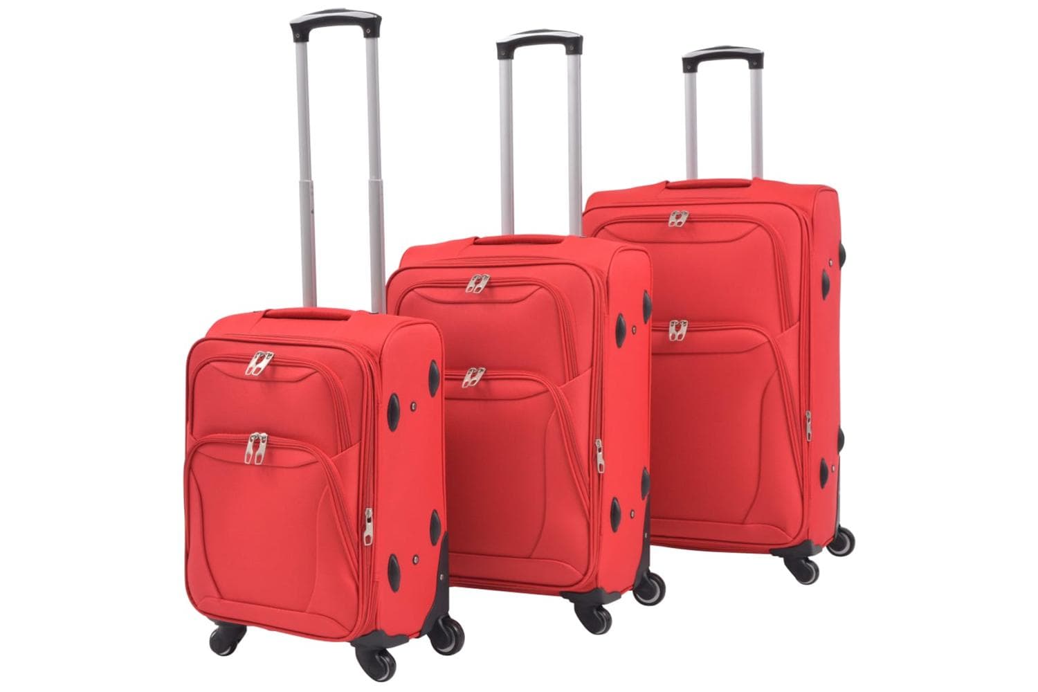 Vidaxl 91316 3 Piece Soft Case Trolley Set Red