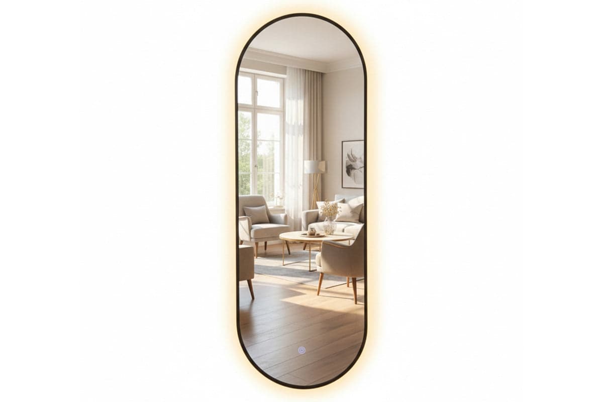 Modena LED Backlit Mirror | Black | 40 x 120 cm