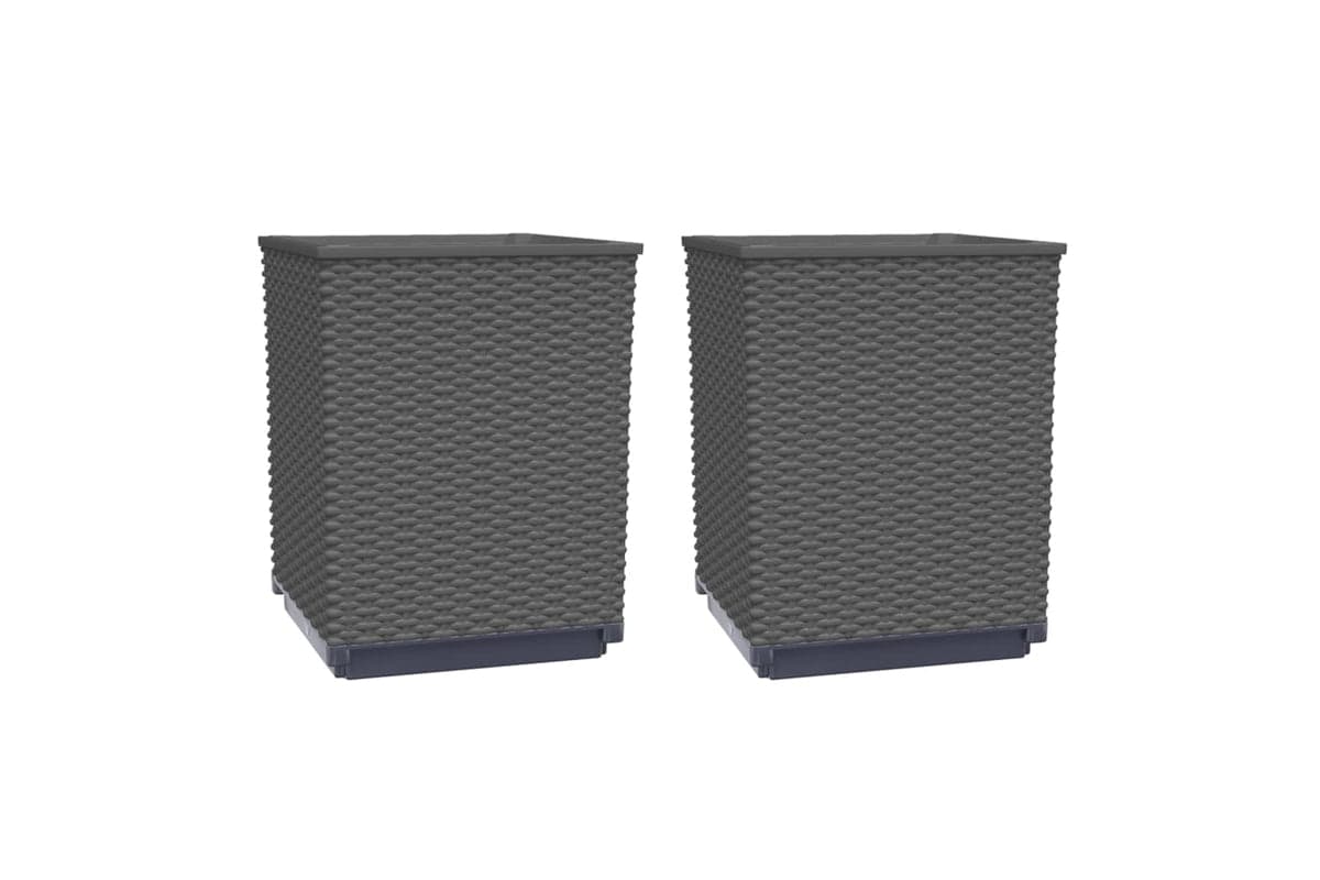 vidaXL 364182 Planters 2 Pcs Black 30x30x37cm Polypropylene