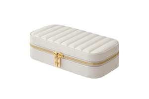 1-layer Jewelry Organizer | Mirror Jewellery Box | Pu Leather | White