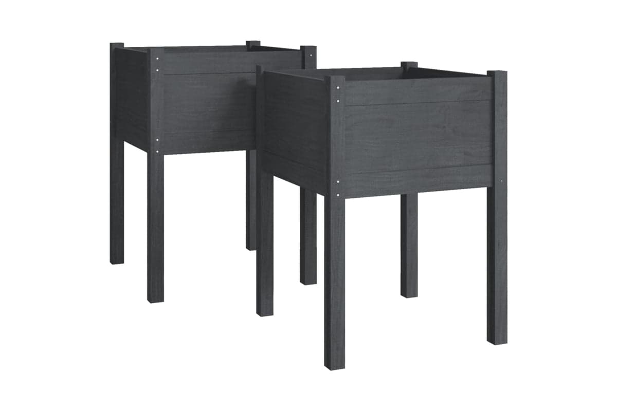 vidaXL 810804 Garden Planters 2 Pcs Grey 50x50x70cm Solid Pinewood