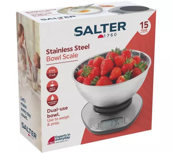 SALTER Kitchen Scale with Bowl - Silver