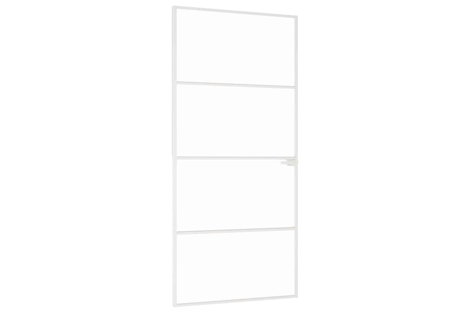 vidaXL 153668 Interior Door White 93x201.5cm Tempered Glass&aluminium Slim