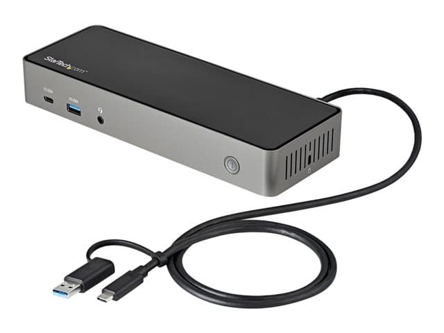 STARTECH.COM - Startech USB-C & USB-A Dock, Hybrid Universal Triple Monitor Laptop Docking Station w/ DisplayPort & HDMI 4K 60Hz, 85W Power Delivery, 6x USB Hub, Ethernet, Audio, USB 3.1 Gen 2 10Gbps - Multi-Monitor Dock (DK31C3HDPDUE) - Docking station - USB-C - 3 x HD