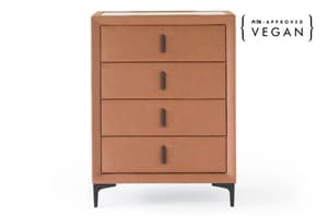 Lewis Chest of Drawer | Vegan Leather | 4 Drawer | Tan